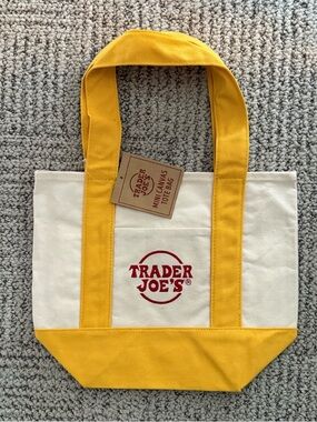 NWT Trader Joe's Mini Tote - Fall- Yellow & Cream
